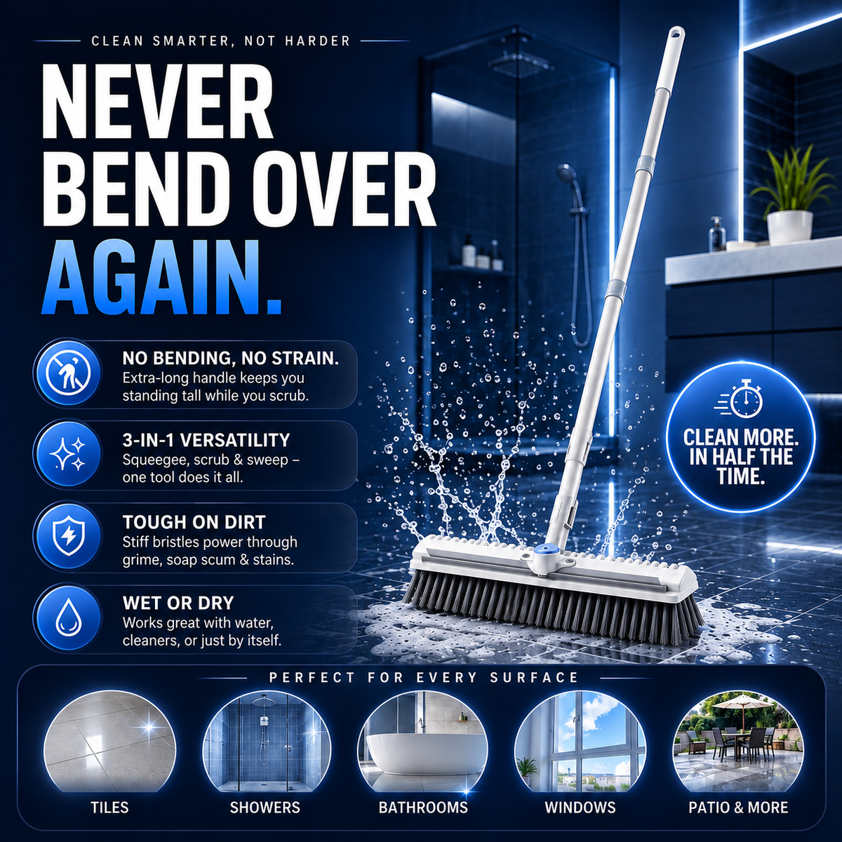 THE EVERYTHING SCRUBBER in a bathroom cleaning setting