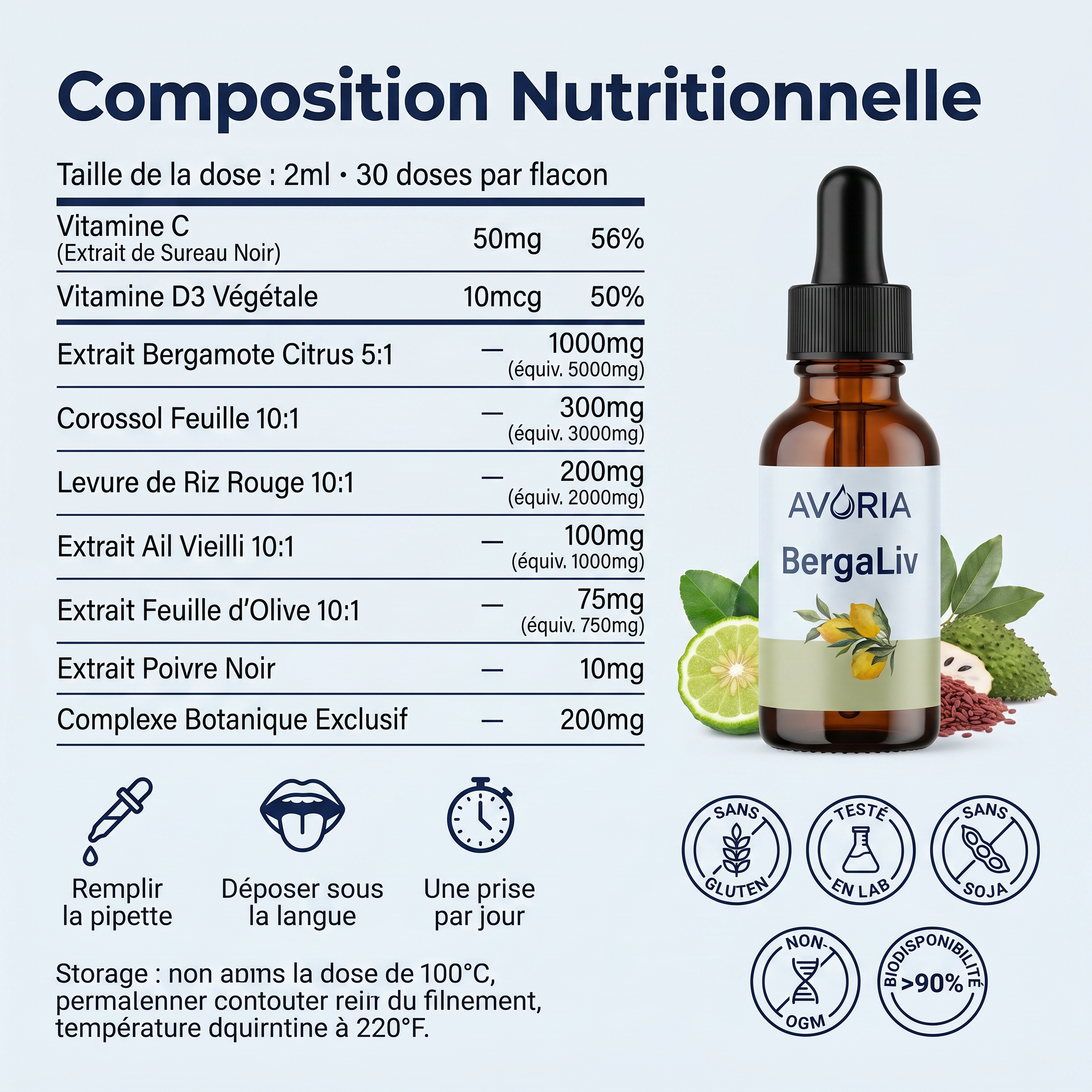 AVORIA™ BergaLiv — Formule Liquide Foie & Métabolisme