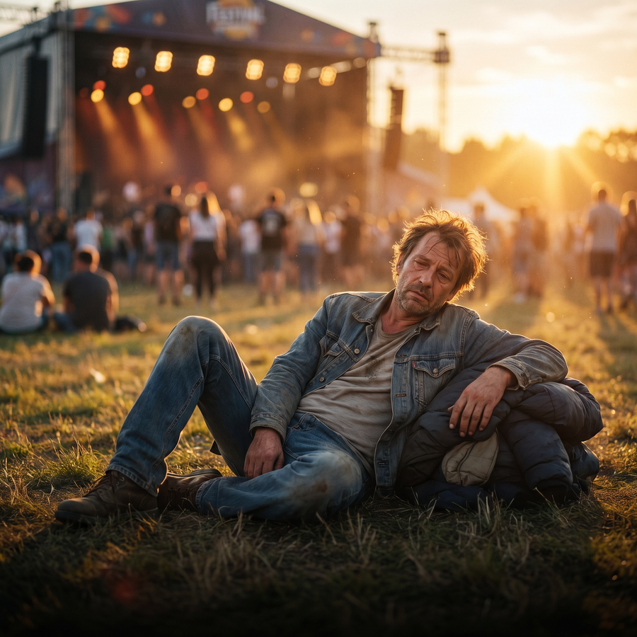 Festival al aire libre con poco espacio para descansar