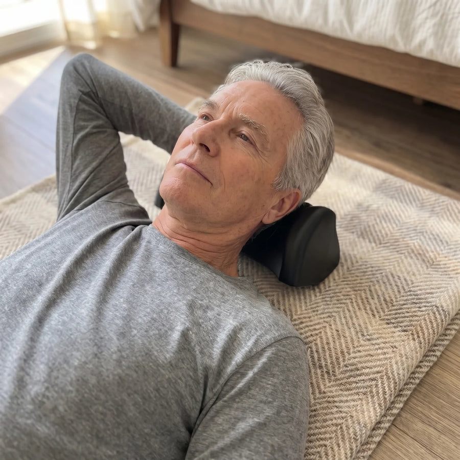 Man using AVORIA neck and posture release tool
