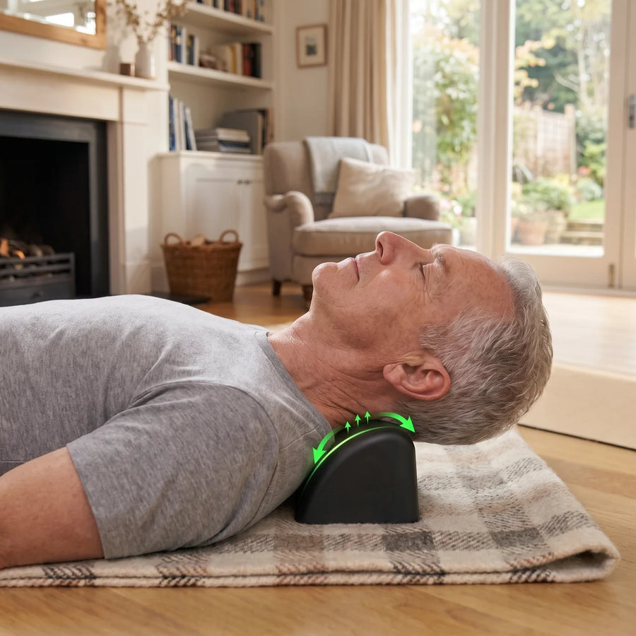 Man using AVORIA neck and posture release tool