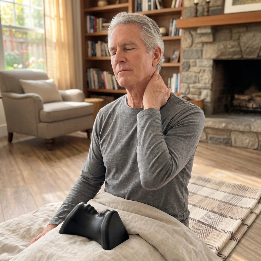 Man using AVORIA neck and posture release tool